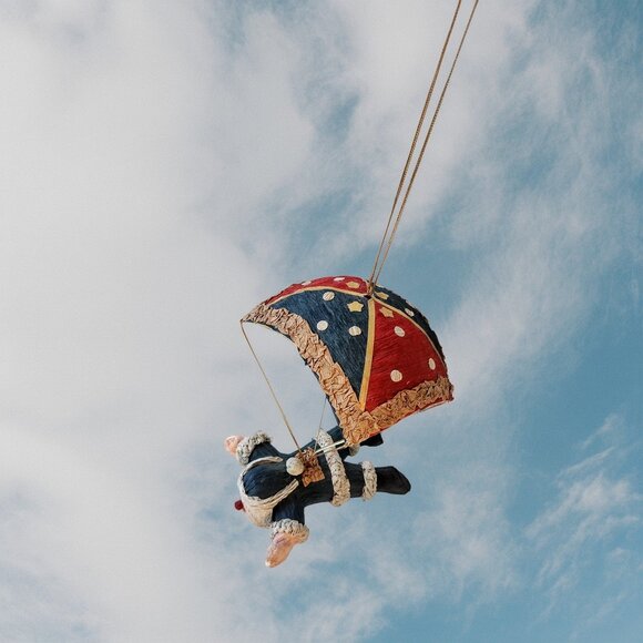 Vintage Santa Parachute Ornament – Hand-Painted Paper Mâché Whimsy! - Picture 8 of 16